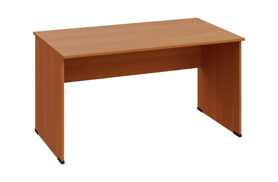 EPL 28 - 14 stůl kancelářský, dřevěná podnož, deska 25 mm, široký 1400 mm, olše jantar